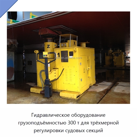 Гидравлическое оборудование грузоподъёмностью 300 т для трёхмерной регулировки судовых секций