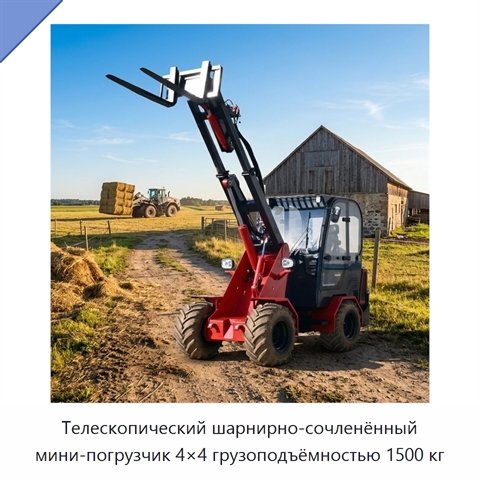 Телескопический шарнирно-сочленённый мини-погрузчик 4×4 грузоподъёмностью 1500 кг
