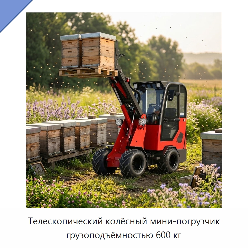 Телескопический колёсный мини-погрузчик грузоподъёмностью 600 кг
