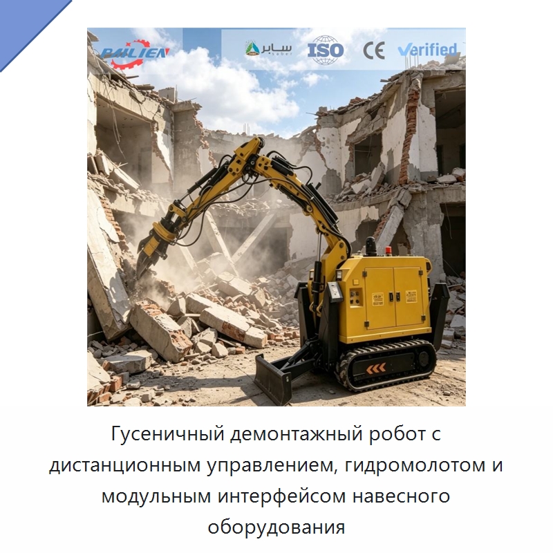 Гусеничный демонтажный робот с дистанционным управлением, гидромолотом и модульным интерфейсом навесного оборудования — Горнодобывающее оборудование