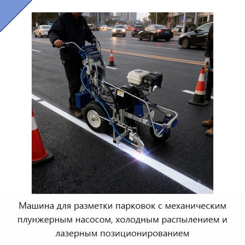 Машина для разметки парковок с механическим плунжерным насосом, холодным распылением и лазерным позиционированием