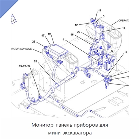 Монитор-панель приборов для мини-экскаватора