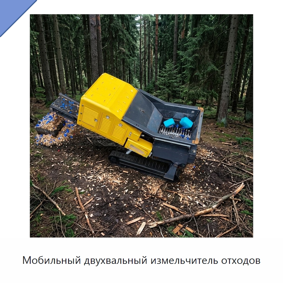 Мобильный двухвальный измельчитель отходов — Навесное оборудование для строительной техники