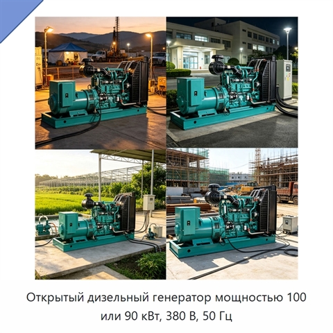 Открытый дизельный генератор мощностью 100 или 90 кВт, 380 В, 50 Гц