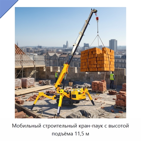 Мобильный строительный кран-паук с высотой подъёма 11,5 м