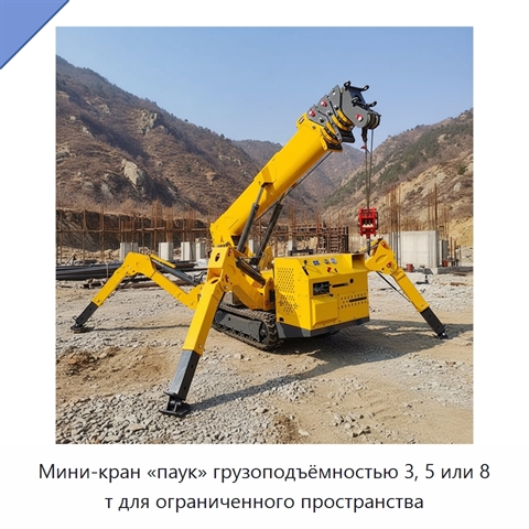 Мини-кран «паук» грузоподъёмностью 3, 5 или 8 т для ограниченного пространства