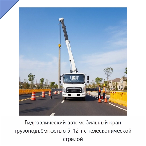 Гидравлический автомобильный кран грузоподъёмностью 5–12 т с телескопической стрелой