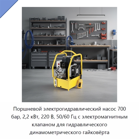 Поршневой электрогидравлический насос 700 бар, 2,2 кВт, 220 В, 50/60 Гц с электромагнитным клапаном для гидравлического динамометрического гайковёрта