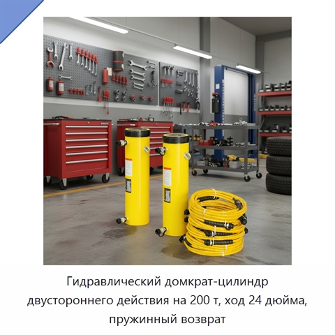 Гидравлический домкрат-цилиндр двустороннего действия на 200 т, ход 24 дюйма, пружинный возврат