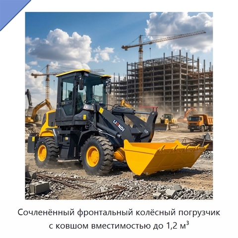 Сочленённый фронтальный колёсный погрузчик с ковшом вместимостью до 1,2 м³