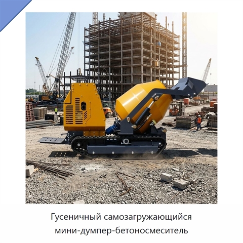 Гусеничный самозагружающийся мини-думпер-бетоносмеситель