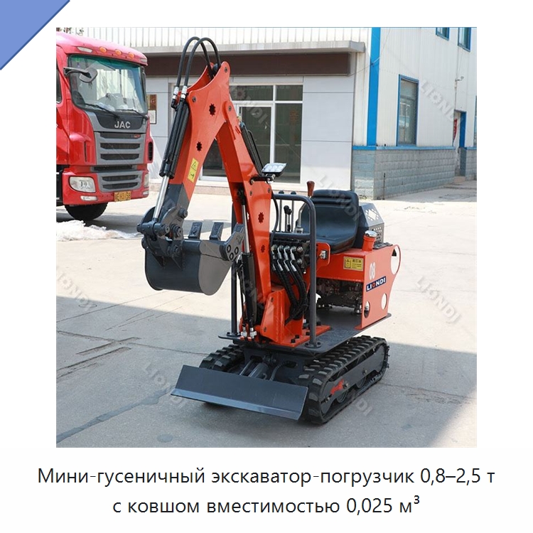 Мини-гусеничный экскаватор-погрузчик 0,8–2,5 т с ковшом вместимостью 0,025 м³ — Землеройная техника