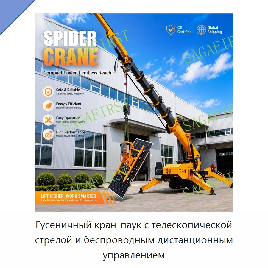 Гусеничный кран-паук с телескопической стрелой и беспроводным дистанционным управлением — Краны