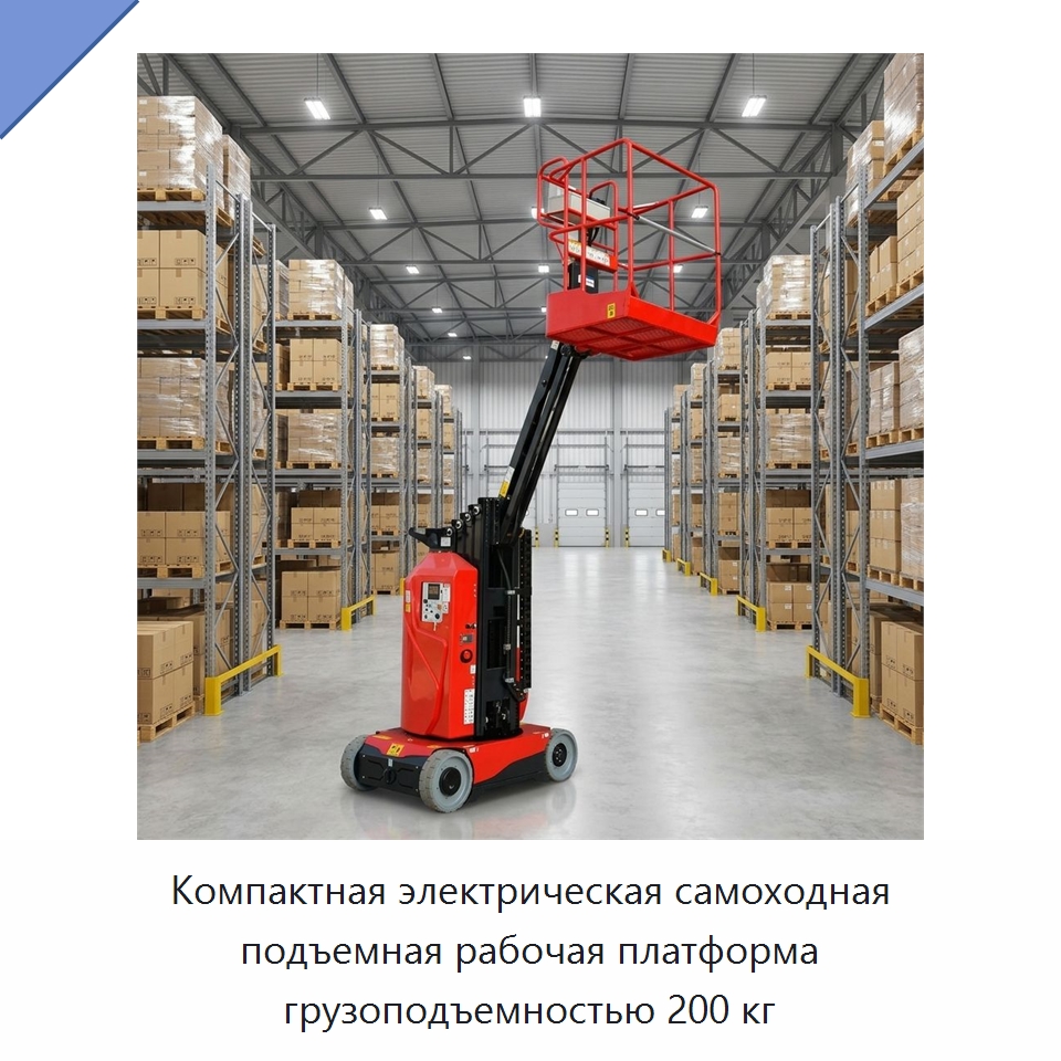 Компактная электрическая самоходная подъемная рабочая платформа грузоподъемностью 200 кг — Строительные подъёмники