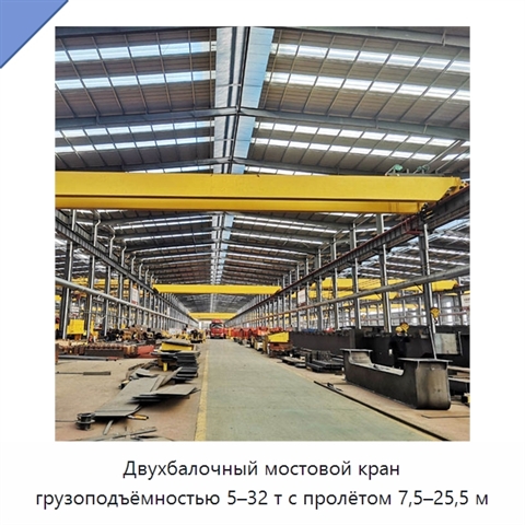 Двухбалочный мостовой кран грузоподъёмностью 5–32 т с пролётом 7,5–25,5 м