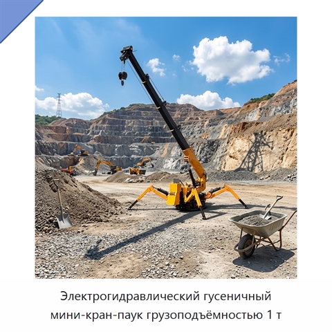 Электрогидравлический гусеничный мини-кран-паук грузоподъёмностью 1 т
