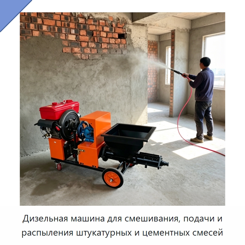 Дизельная машина для смешивания, подачи и распыления штукатурных и цементных смесей — Штукатурные станции