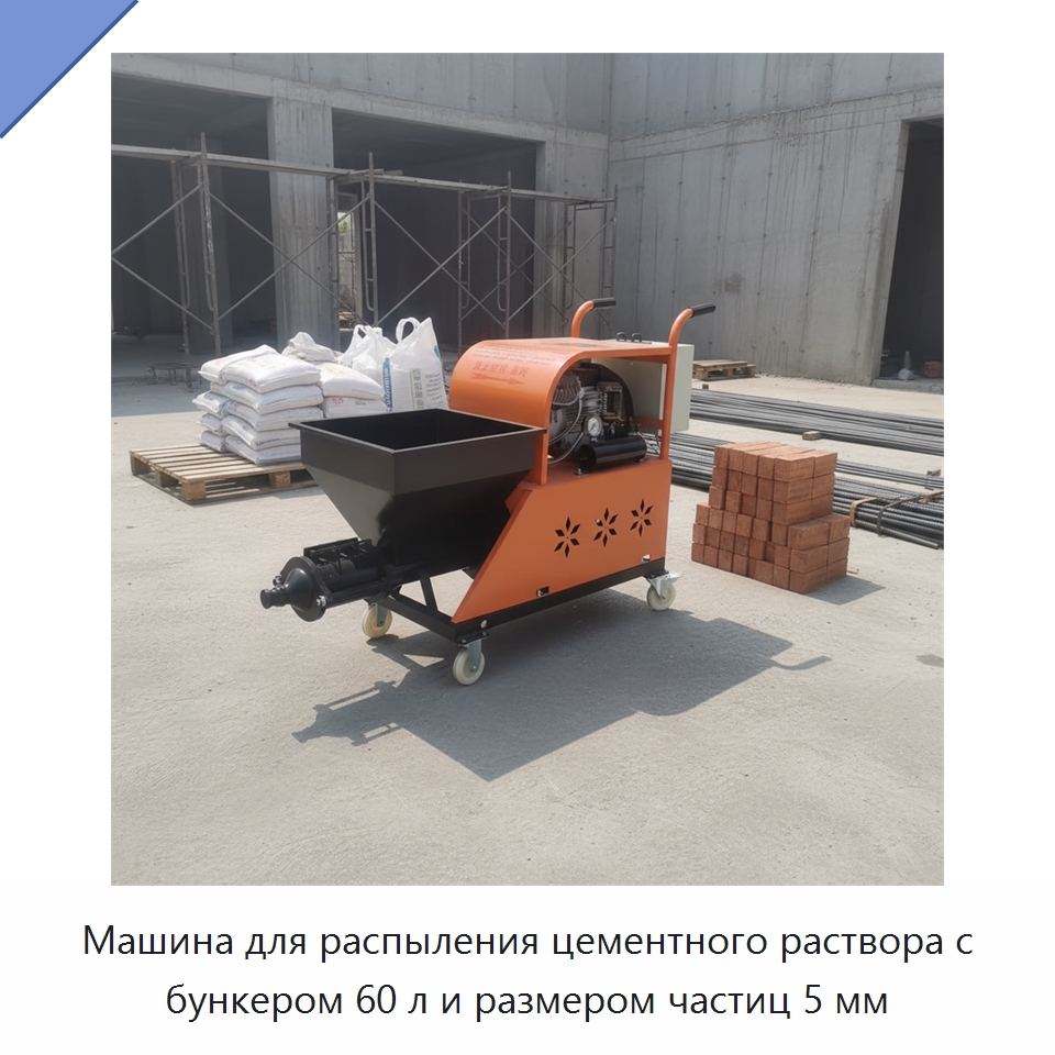 Машина для распыления цементного раствора с бункером 60 л и размером частиц 5 мм — Штукатурные станции