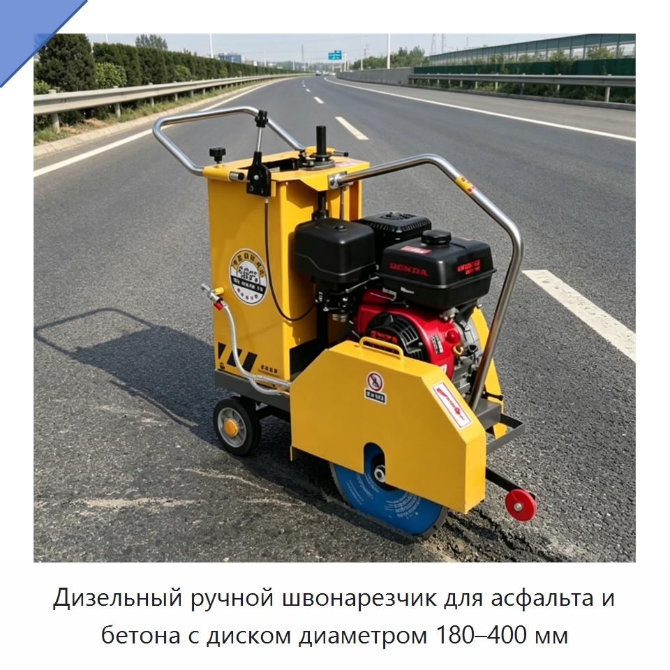 Дизельный ручной швонарезчик для асфальта и бетона с диском диаметром 180–400 мм — Дорожная техника