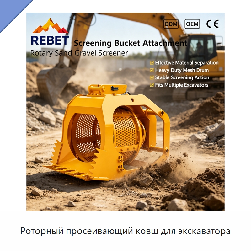 Роторный просеивающий ковш для экскаватора — Навесное оборудование для строительной техники
