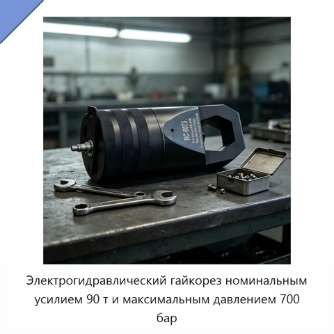 Электрогидравлический гайкорез номинальным усилием 90 т и максимальным давлением 700 бар