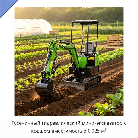 Гусеничный гидравлический мини-экскаватор с ковшом вместимостью 0,025 м³