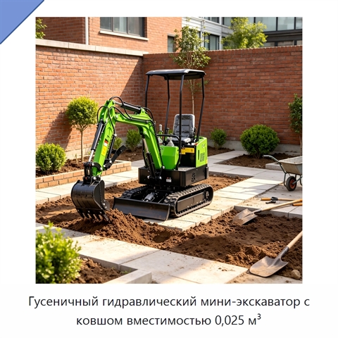 Гусеничный гидравлический мини-экскаватор с ковшом вместимостью 0,025 м³