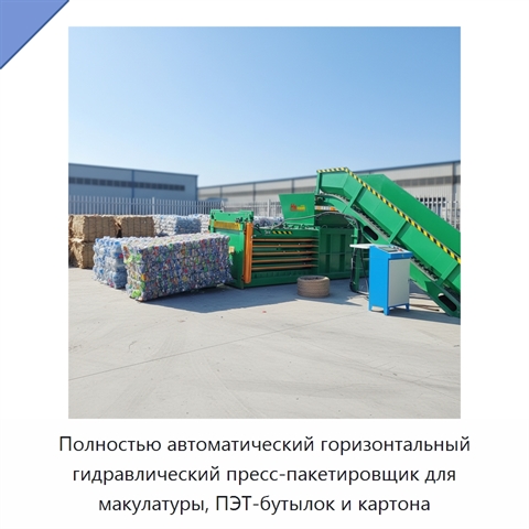 Полностью автоматический горизонтальный гидравлический пресс-пакетировщик для макулатуры, ПЭТ-бутылок и картона