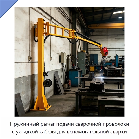 Пружинный рычаг подачи сварочной проволоки с укладкой кабеля для вспомогательной сварки