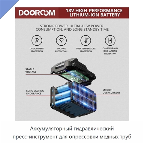 Аккумуляторный гидравлический пресс-инструмент для опрессовки медных труб