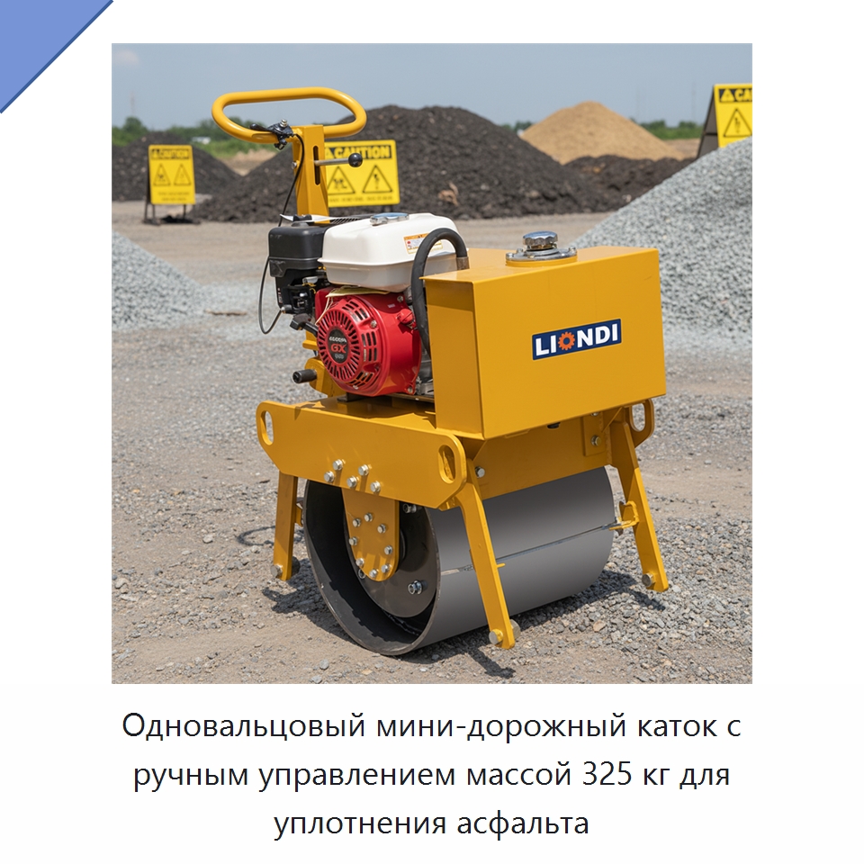 Одновальцовый мини-дорожный каток с ручным управлением массой 325 кг для уплотнения асфальта — Дорожная техника