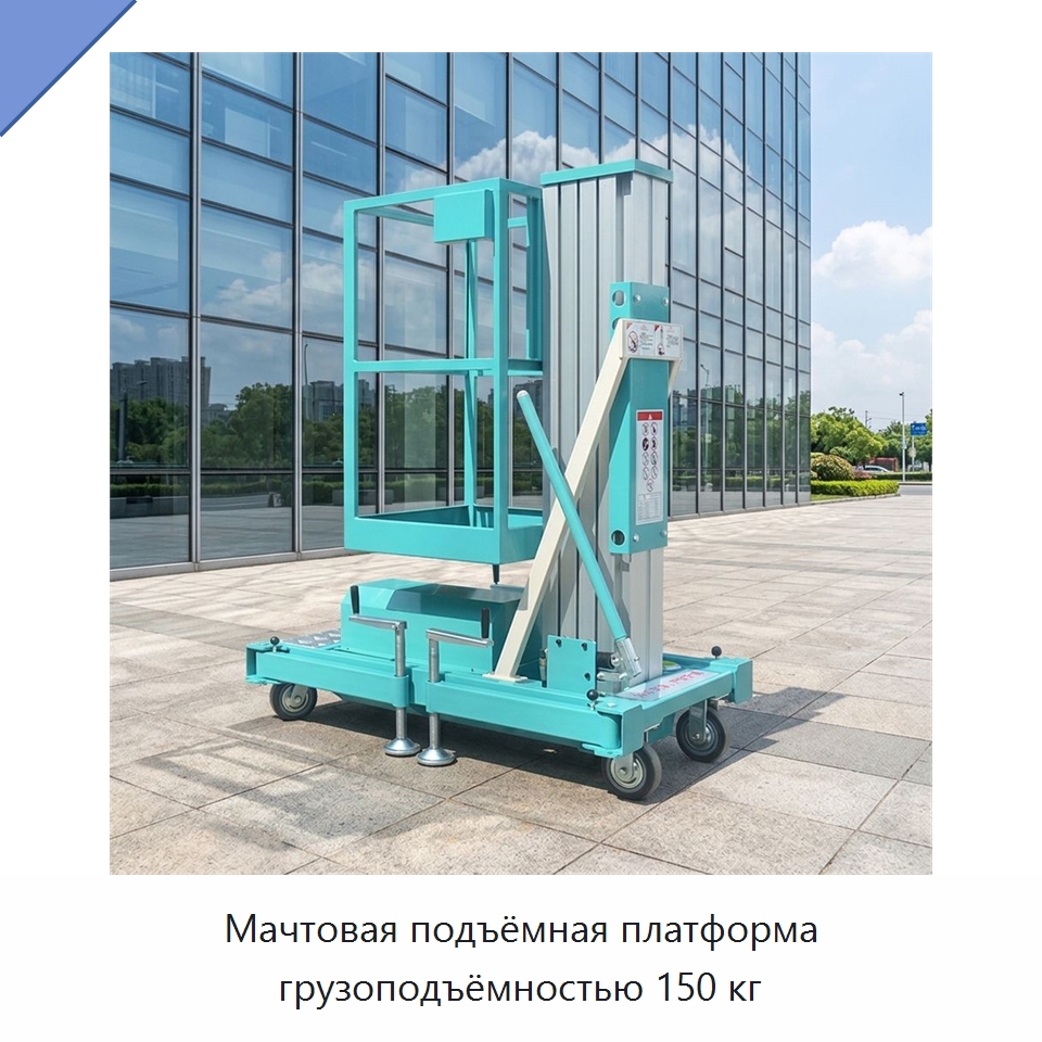 Мачтовая подъёмная платформа грузоподъёмностью 150 кг — Строительные подъёмники