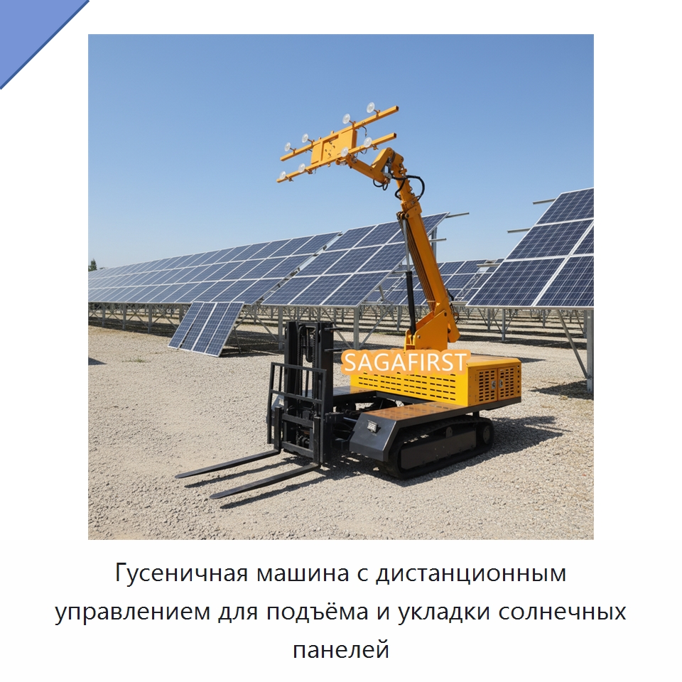 Гусеничная машина с дистанционным управлением для подъёма и укладки солнечных панелей