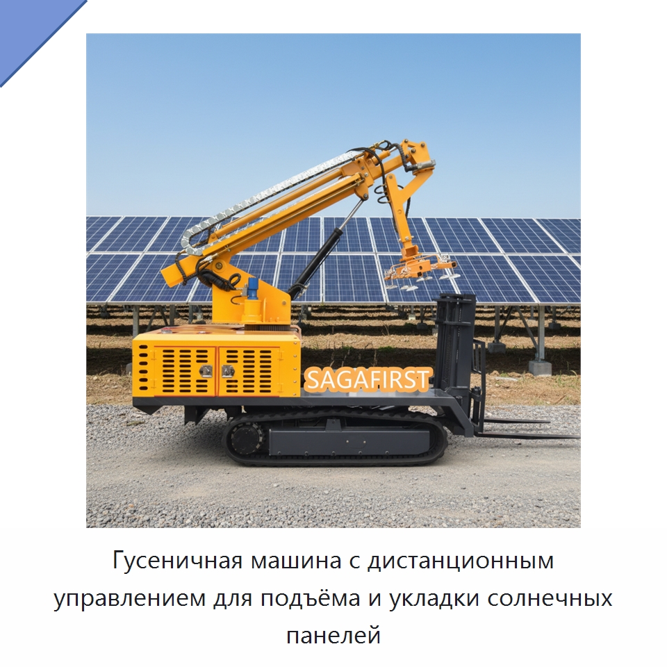 Гусеничная машина с дистанционным управлением для подъёма и укладки солнечных панелей