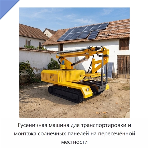 Гусеничная машина для транспортировки и монтажа солнечных панелей на пересечённой местности
