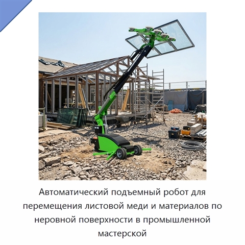 Автоматический подъемный робот для перемещения листовой меди и материалов по неровной поверхности в промышленной мастерской