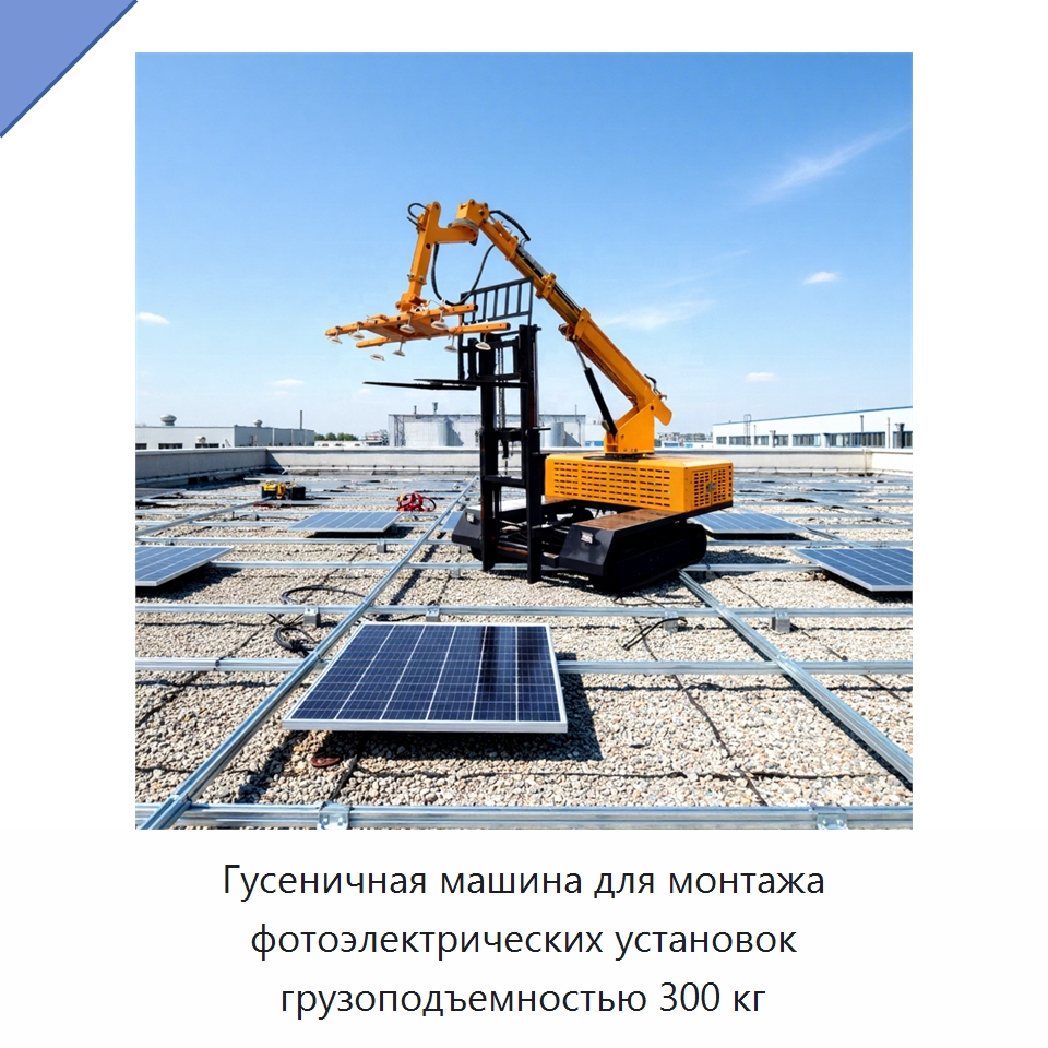 Гусеничная машина для монтажа фотоэлектрических установок грузоподъемностью 300 кг — Вакуумные грузозахваты