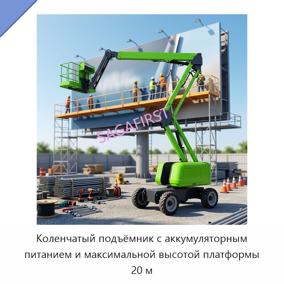 Коленчатый подъёмник с аккумуляторным питанием и максимальной высотой платформы 20 м — Подъемные столы