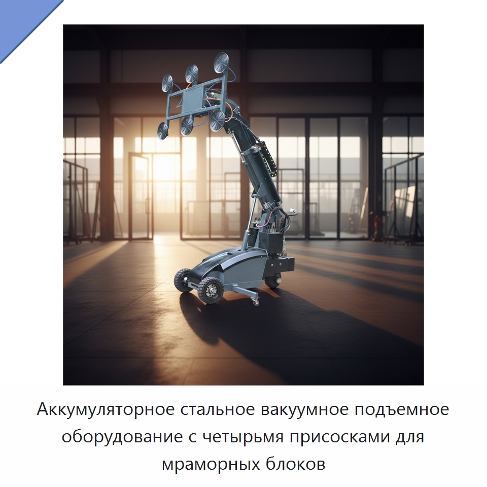 Аккумуляторное стальное вакуумное подъемное оборудование с четырьмя присосками для мраморных блоков — Вакуумные грузозахваты