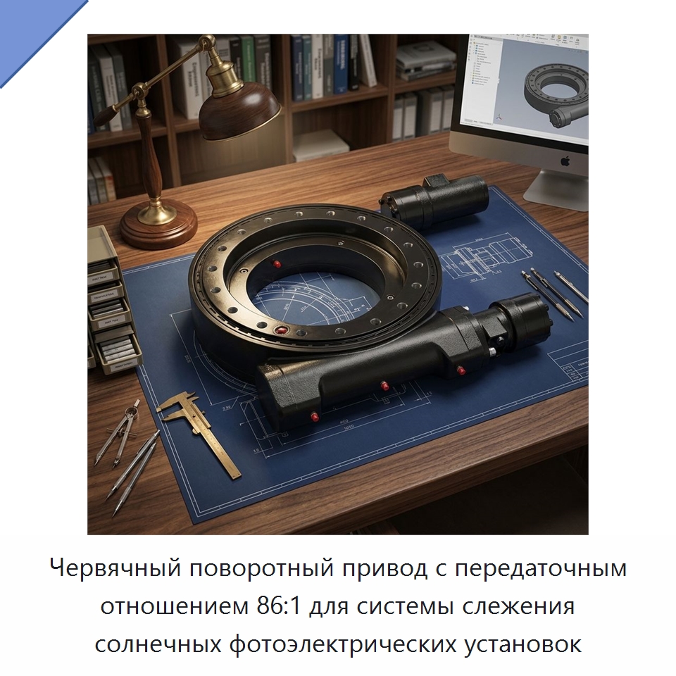 Червячный поворотный привод с передаточным отношением 86:1 для системы слежения солнечных фотоэлектрических установок