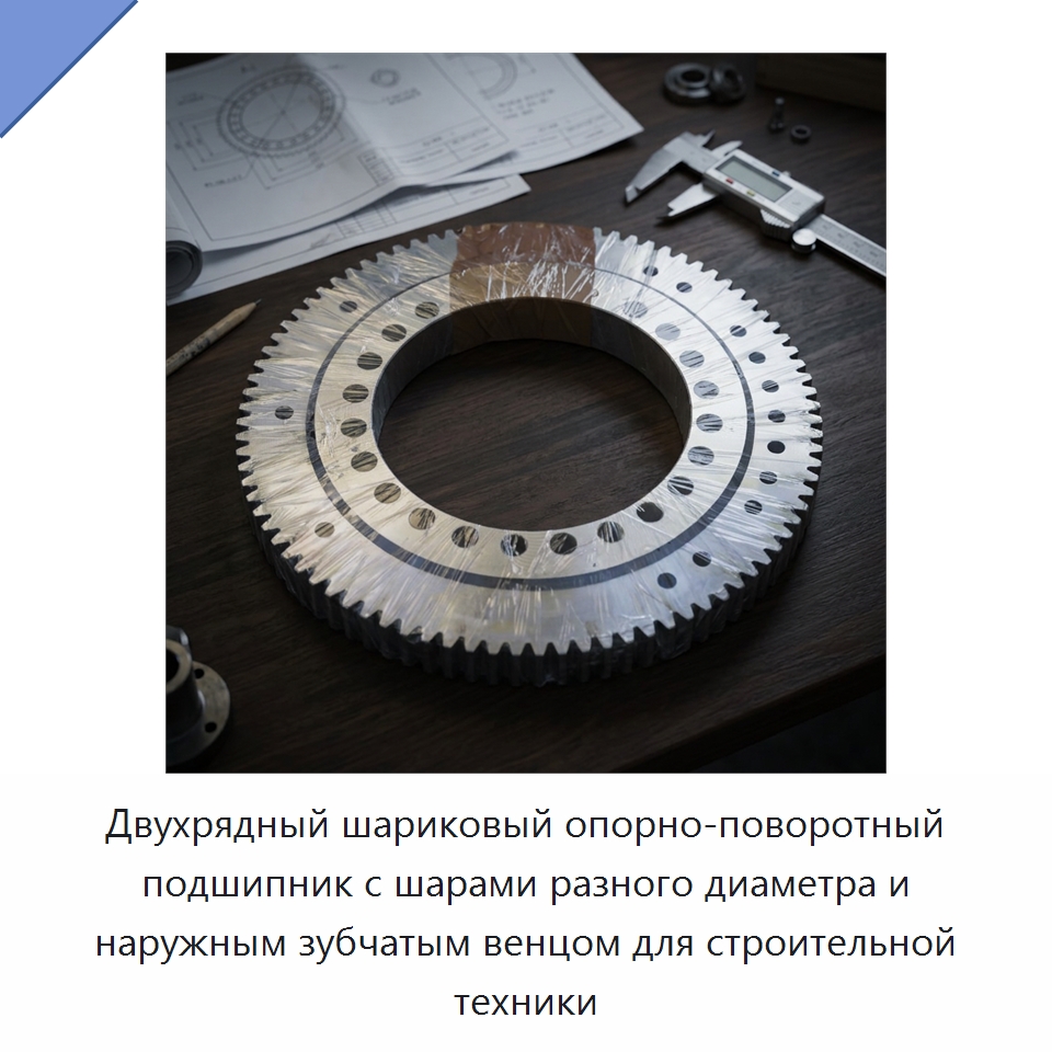 Двухрядный шариковый опорно-поворотный подшипник с шарами разного диаметра и наружным зубчатым венцом для строительной техники — Опорно-поворотные подшипники