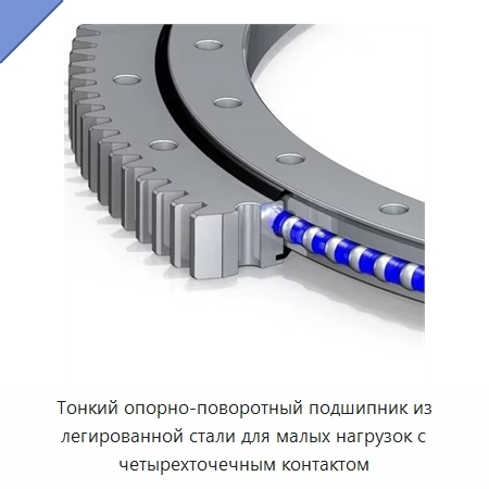 Тонкий опорно-поворотный подшипник из легированной стали для малых нагрузок с четырехточечным контактом