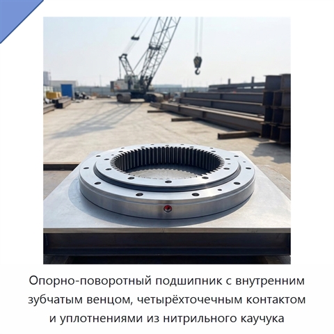 Опорно-поворотный подшипник с внутренним зубчатым венцом, четырёхточечным контактом и уплотнениями из нитрильного каучука