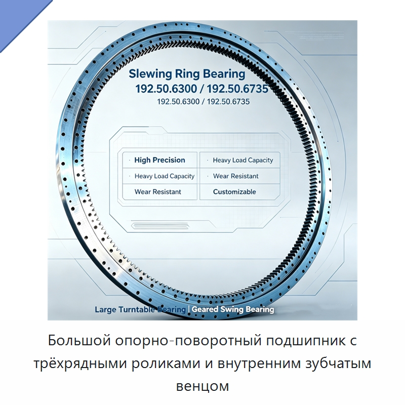 Большой опорно-поворотный подшипник с трёхрядными роликами и внутренним зубчатым венцом — Опорно-поворотные подшипники