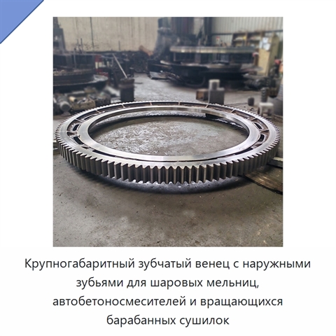 Крупногабаритный зубчатый венец с наружными зубьями для шаровых мельниц, автобетоносмесителей и вращающихся барабанных сушилок
