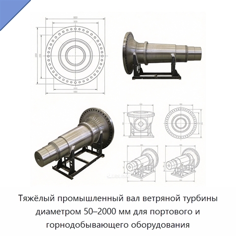 Тяжёлый промышленный вал ветряной турбины диаметром 50–2000 мм для портового и горнодобывающего оборудования