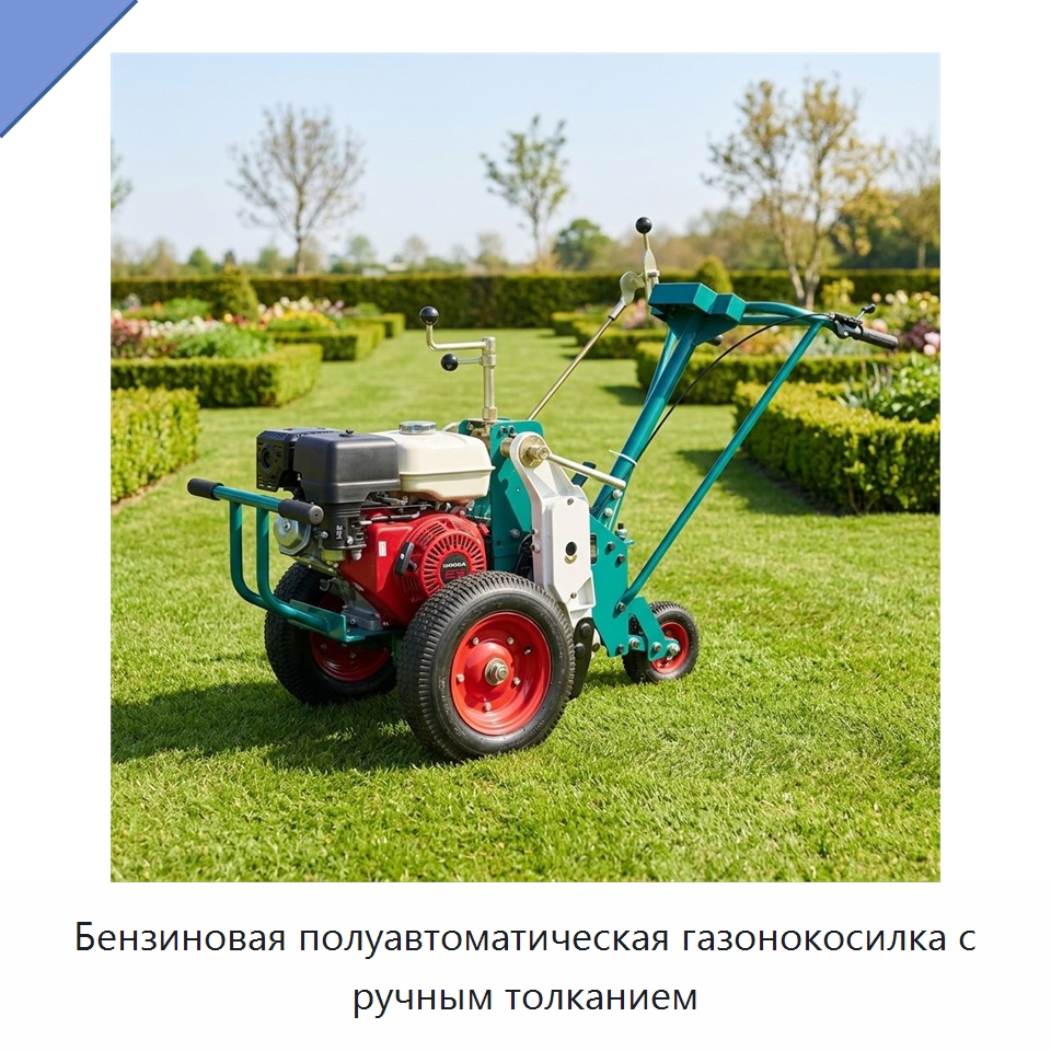 Бензиновая полуавтоматическая газонокосилка с ручным толканием — Сельскохозяйственные машины