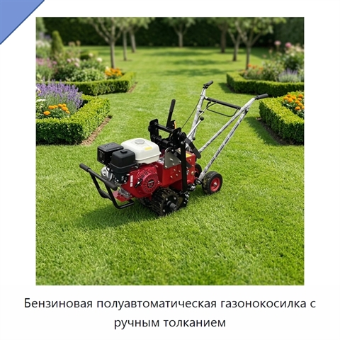 Бензиновая полуавтоматическая газонокосилка с ручным толканием