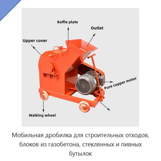 Мобильная дробилка для строительных отходов, блоков из газобетона, стеклянных и пивных бутылок — Строительная техника