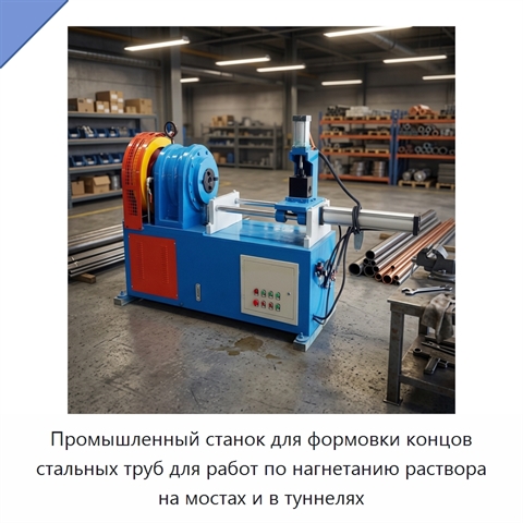 Промышленный станок для формовки концов стальных труб для работ по нагнетанию раствора на мостах и в туннелях